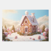 Feuille De Papier Cadeau Maison de pain d'épices Noël (Devant 3)
