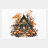 Feuille De Papier Cadeau Maison hantée avec Halloween Citrouille (Devant 2)