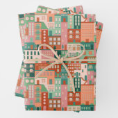 Feuille De Papier Cadeau Maisons (En situation)