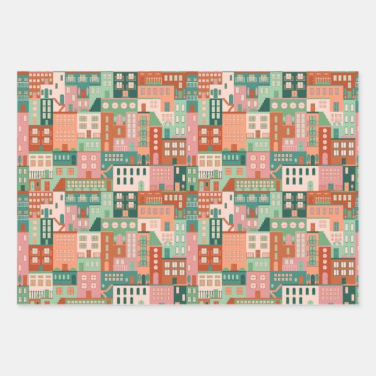 Feuille De Papier Cadeau Maisons (Devant)