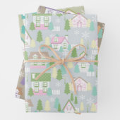 Feuille De Papier Cadeau Maisons de Noël (En situation)