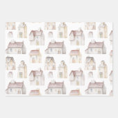 Feuille De Papier Cadeau Maisons Watercolor (Devant 3)