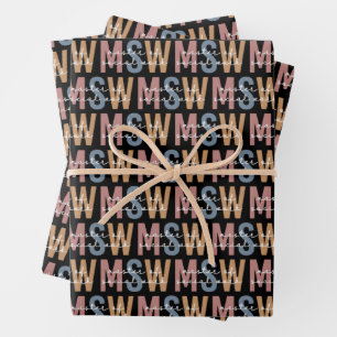 Feuille De Papier Cadeau Maîtrise en travail social - Rétro Graduation