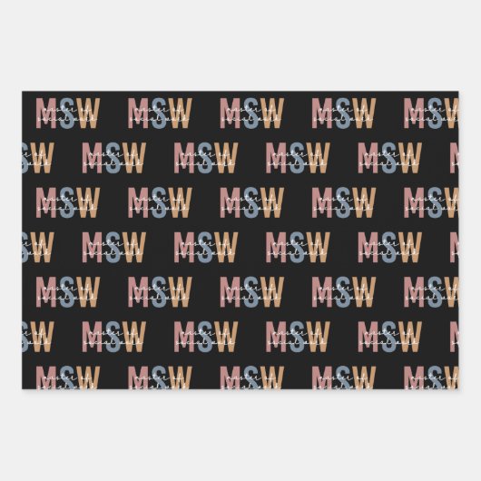 Feuille De Papier Cadeau Maîtrise en travail social - Rétro Graduation (Devant 2)