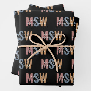 Feuille De Papier Cadeau Maîtrise en travail social - Rétro Graduation