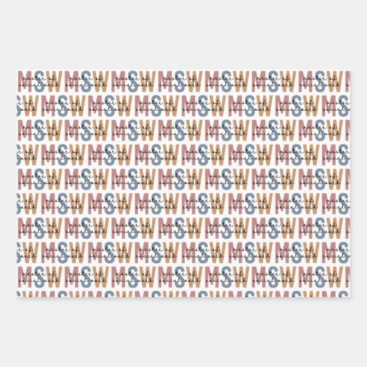 Feuille De Papier Cadeau Maîtrise en travail social - Rétro Graduation (Devant)