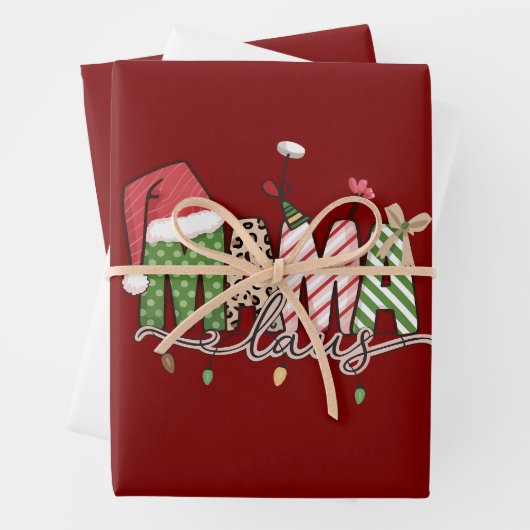 Feuille De Papier Cadeau Mama Claus Noël Funny Noël Maman (En situation)