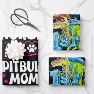 Feuille De Papier Cadeau Maman Pit Bull Infirmière RN Mignonne Patte Chien
