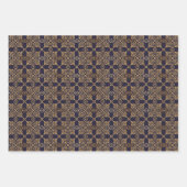 Feuille De Papier Cadeau Mandala, Carré de la marine et de l'or (Devant 2)