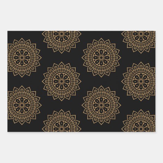 Feuille De Papier Cadeau Mandala et fleur (Devant)