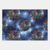 Feuille De Papier Cadeau Mandala Gold et Green sur Dark Sky (Devant 2)