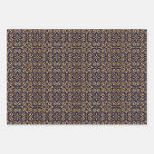Feuille De Papier Cadeau Mandala Navy et Carré d'or (Devant 2)