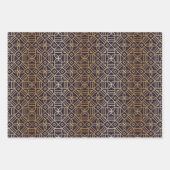 Feuille De Papier Cadeau Mandala Navy et Carré d'or (Devant)