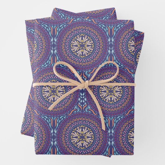 Feuille De Papier Cadeau Mandala Purple Design (En situation)