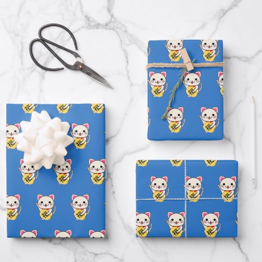 Feuille De Papier Cadeau Maneki Neko - Chat chanceux (Recto)