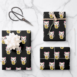 Feuille De Papier Cadeau Maneki Neko - Chat Chanceux