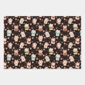 Feuille De Papier Cadeau Maneki Neko Lucky Cats Wrapping Paper Set (Devant 2)
