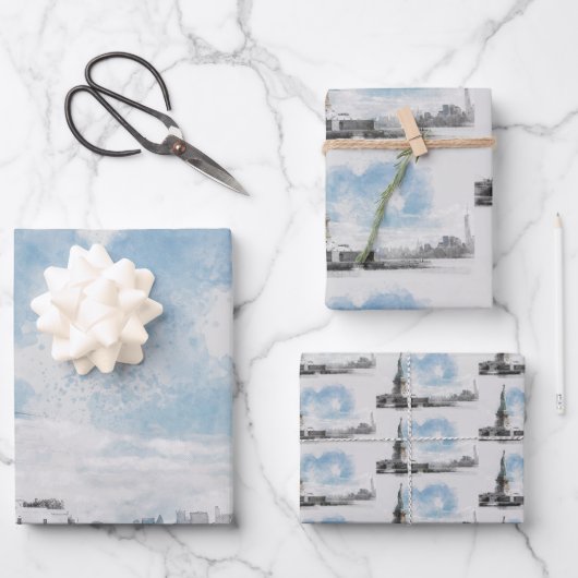 Feuille De Papier Cadeau Manhattan Nyc Liberty Statue (Recto)