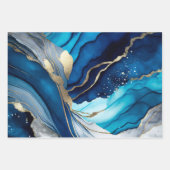 Feuille De Papier Cadeau Marbre Agate Or Glitter Design Abstrait (Devant)