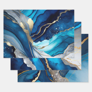 Feuille De Papier Cadeau Marbre Agate Or Glitter Design Abstrait