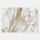 Feuille De Papier Cadeau Marbre aspect blanc et or (Devant 3)