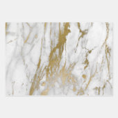 Feuille De Papier Cadeau Marbre aspect blanc et or (Devant 2)