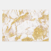 Feuille De Papier Cadeau Marbre blanc et or (Devant 3)