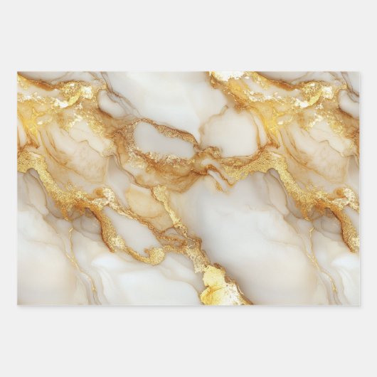 Feuille De Papier Cadeau Marbre Blanc Gris Aquarelle Anniversaire Lui Elle (Devant 3)