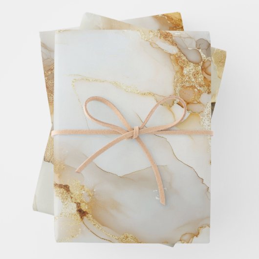 Feuille De Papier Cadeau Marbre Blanc Gris Aquarelle Anniversaire Lui Elle (En situation)