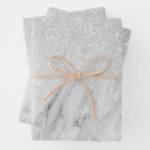 Feuille De Papier Cadeau Marbre blanc moderne chic Parties scintillant arge (En situation)
