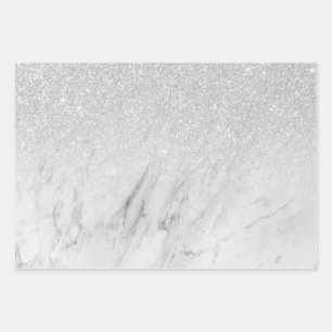 Feuille De Papier Cadeau Marbre blanc moderne chic Parties scintillant arge
