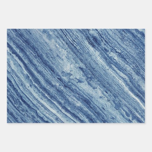 Feuille De Papier Cadeau Marbre bleu (Devant 3)