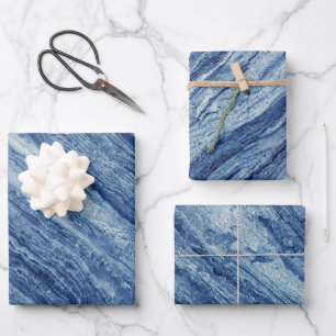 Feuille De Papier Cadeau Marbre bleu
