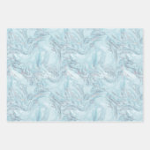 Feuille De Papier Cadeau Marbre bleu Aqua Silver (Devant 3)