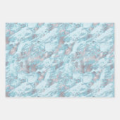 Feuille De Papier Cadeau Marbre bleu Aqua Silver (Devant)