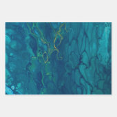 Feuille De Papier Cadeau Marbre bleu et jaune Abstrait Mosaic Fluid Art (Devant 2)