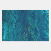 Feuille De Papier Cadeau Marbre bleu et jaune Abstrait Mosaic Fluid Art (Devant)