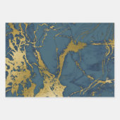 Feuille De Papier Cadeau Marbre bleu et or (Devant 3)