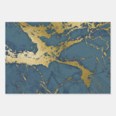 Feuille De Papier Cadeau Marbre bleu et or (Devant 2)