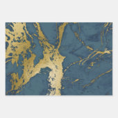 Feuille De Papier Cadeau Marbre bleu et or (Devant)