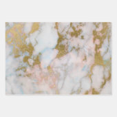 Feuille De Papier Cadeau Marbre bleu et or (Devant 3)