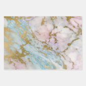 Feuille De Papier Cadeau Marbre bleu et or (Devant 2)