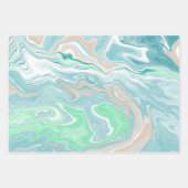 Feuille De Papier Cadeau Marbre bleu turquoise (Devant 3)