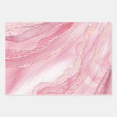 Feuille De Papier Cadeau Marbre d'aquarelle rose mignonne avec Parties scin (Devant 2)