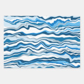 Feuille De Papier Cadeau Marbre d'art fluo bleu et blanc (Devant 3)
