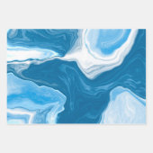 Feuille De Papier Cadeau Marbre d'art fluo bleu et blanc (Devant 2)