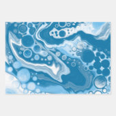 Feuille De Papier Cadeau Marbre d'art fluo bleu et blanc (Devant)