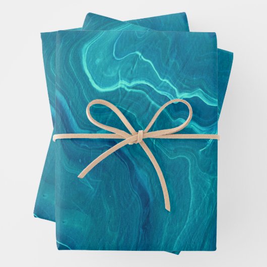 Feuille De Papier Cadeau Marbre de marbre vert de mer (En situation)