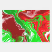 Feuille De Papier Cadeau Marbre de Noël rouge et vert (Devant 3)