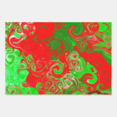 Feuille De Papier Cadeau Marbre de Noël rouge et vert (Devant 2)
